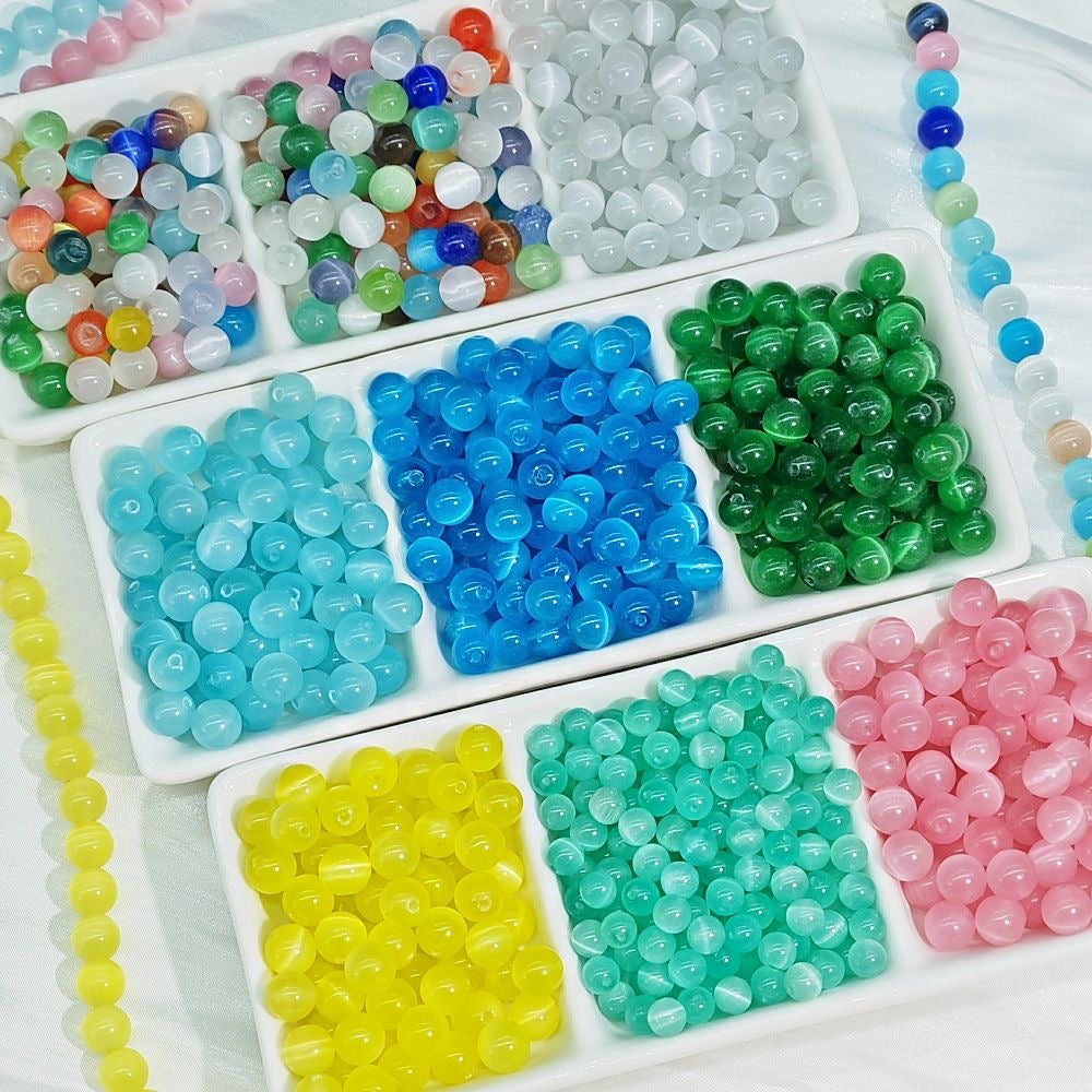 DIY Cat's eye stone beads bind bag- open in live