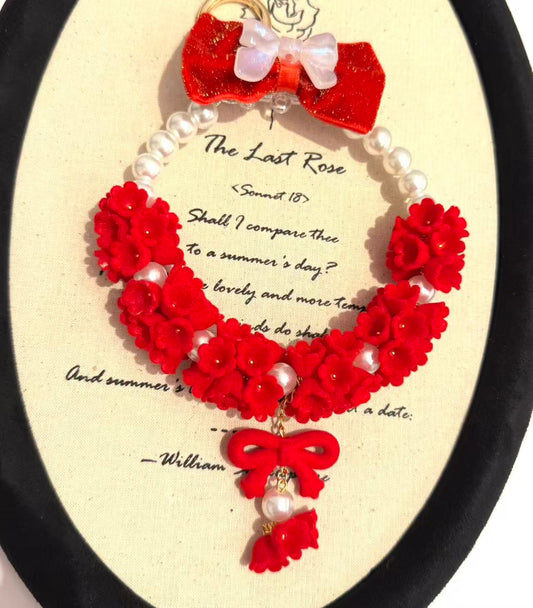 flocked red flowers car hanger mix