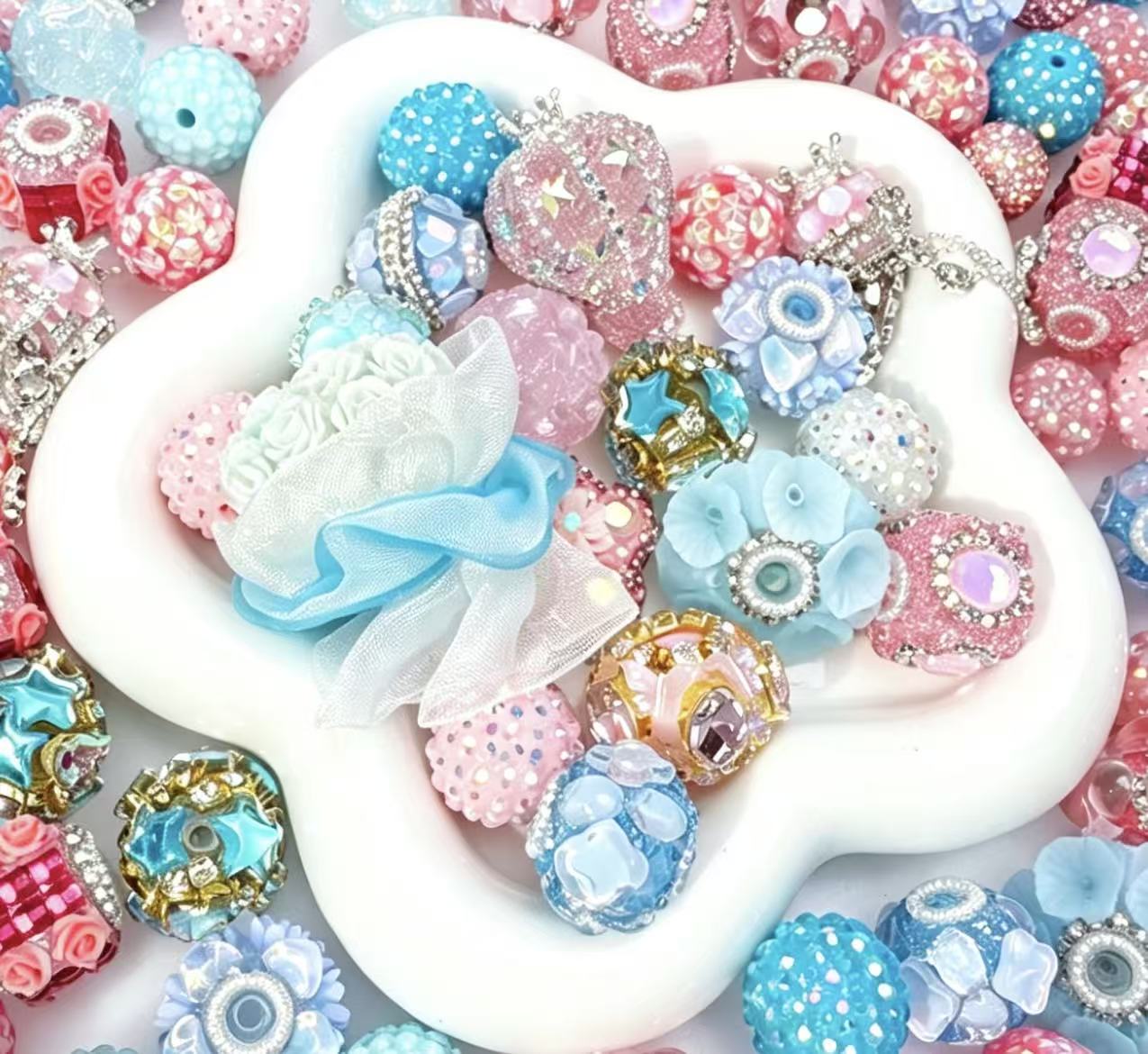 Pink & Blue Dazzling Beads Mix