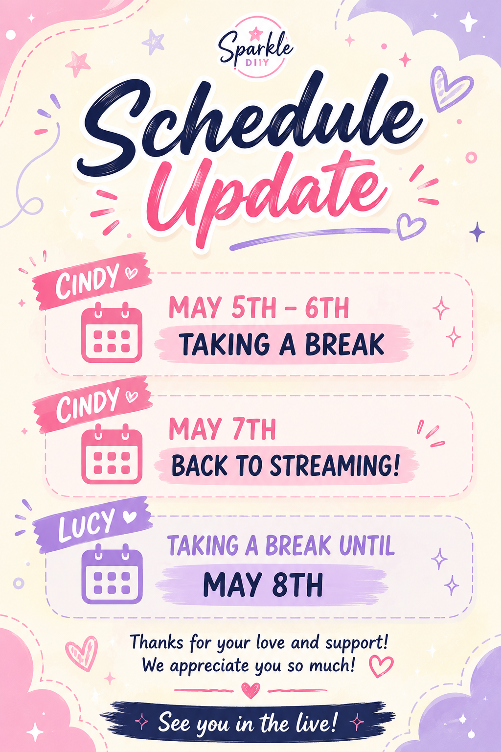 Live schedule