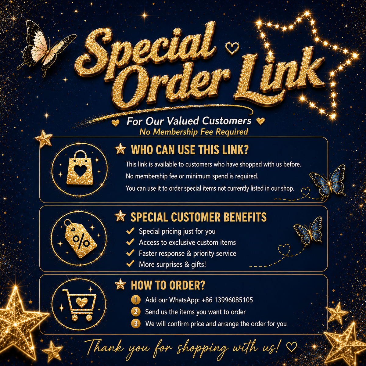 Special Order Link – For Valued Customers