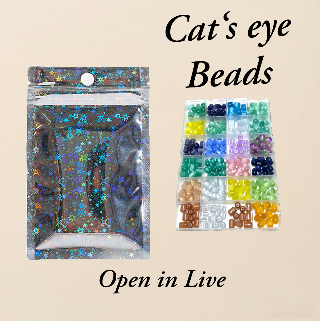 DIY Cat's eye stone beads bind bag- open in live