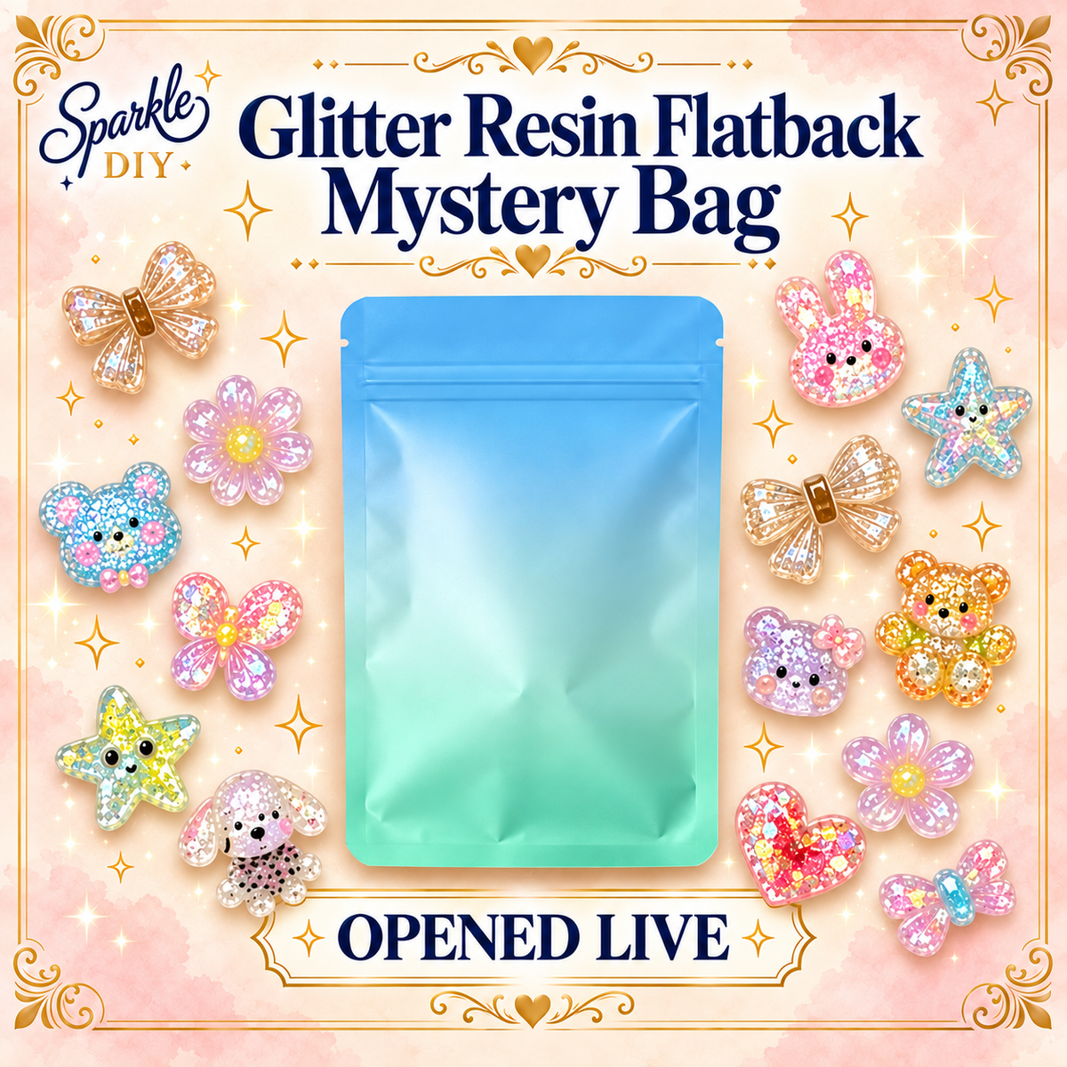Glitter Resin Flatback Mystery Bag – Opened Live