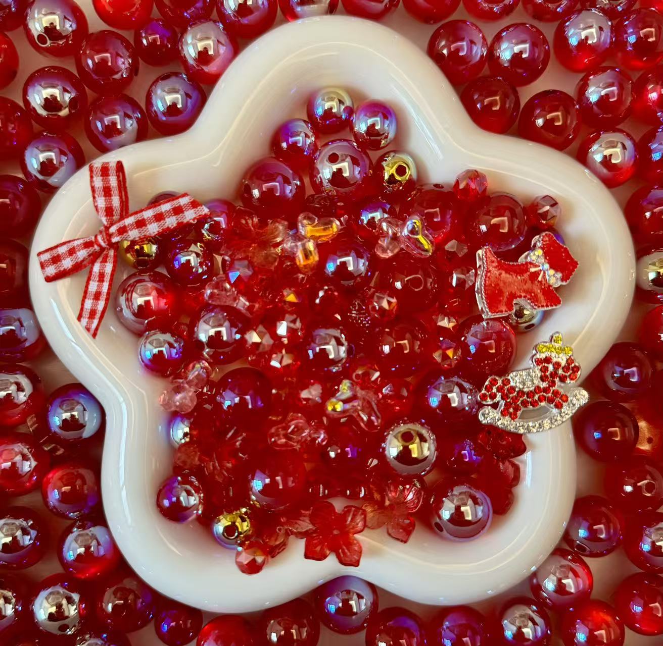 Crimson Sparkle beads mix