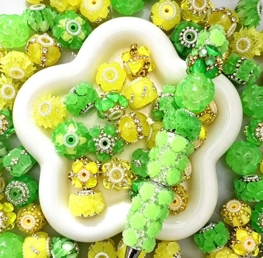 Lime Glow Dazzling Beads Mix