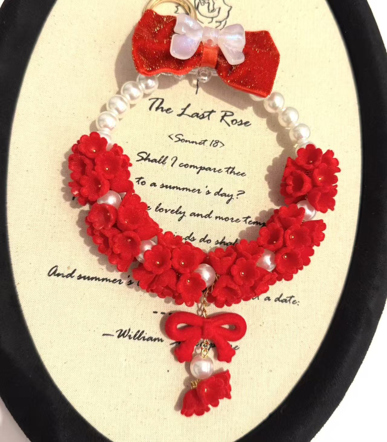 flocked red flowers car hanger mix