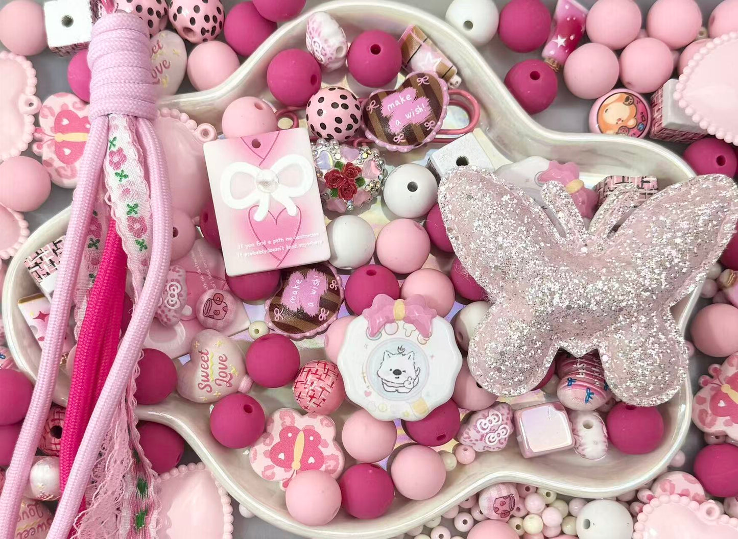 Rosa Schleifen Wünsche-Mix