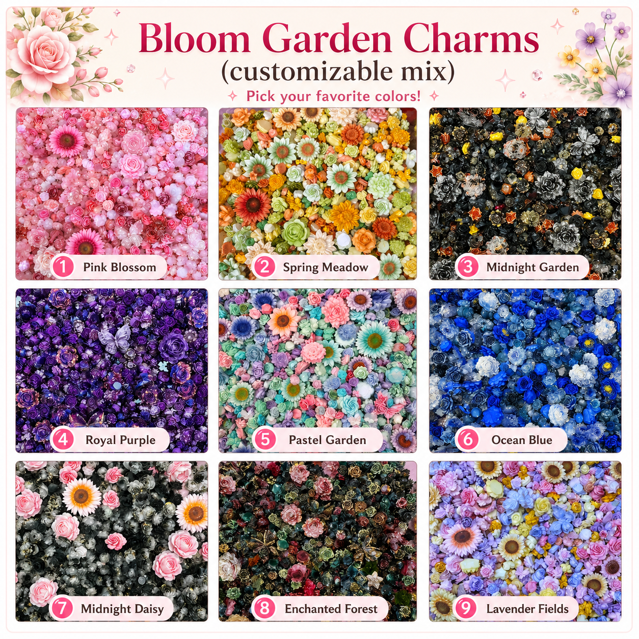 Bloom Garden Charms (customizable mix)
