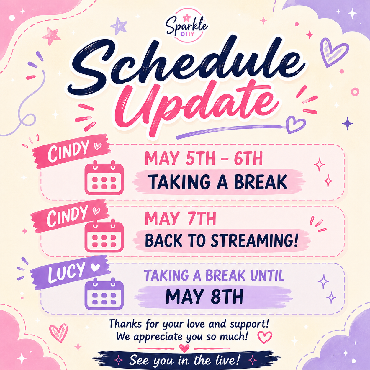 Live schedule
