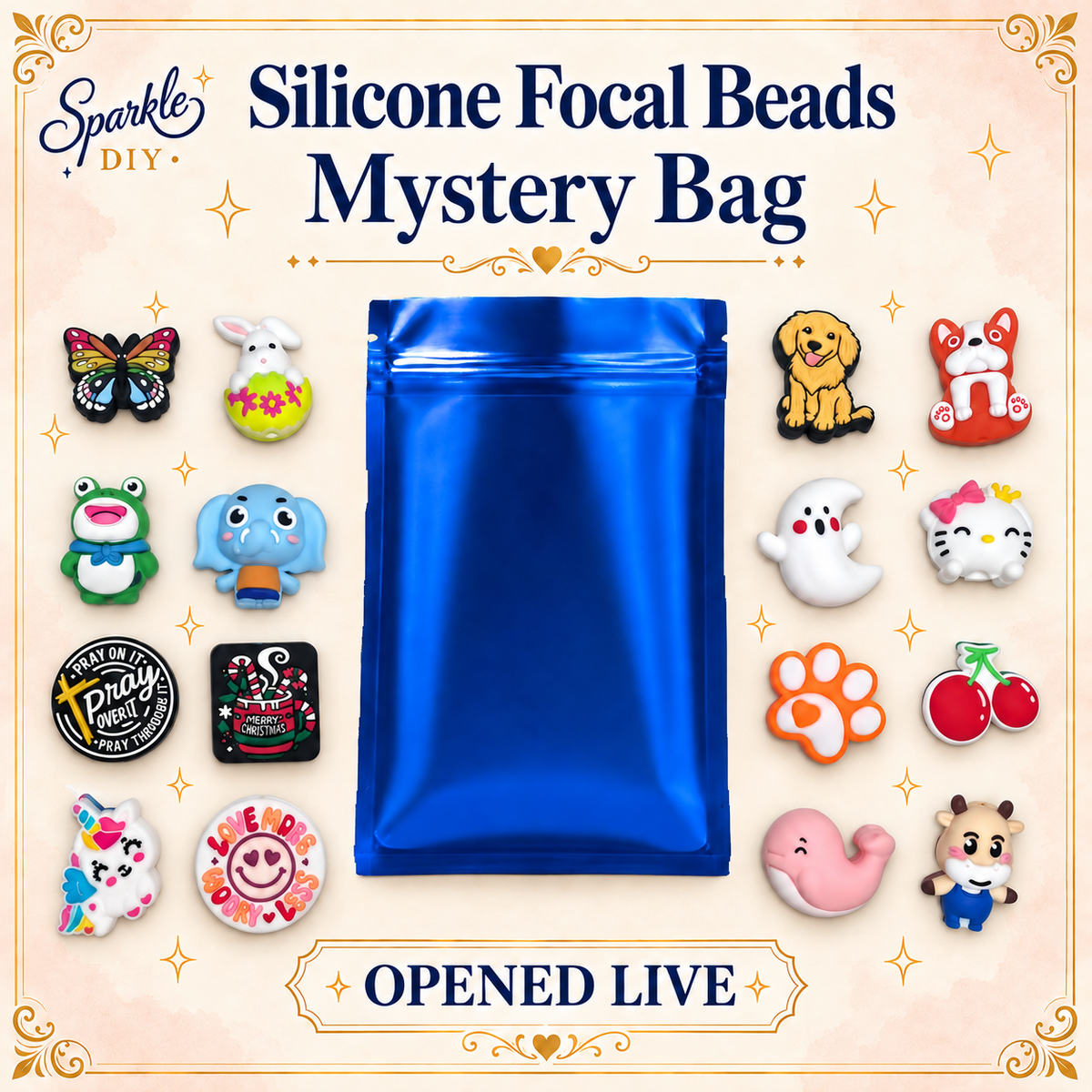 【Neu eingetroffen】PVC/Focal Beads Überraschungstüte für Stifte/Schlüsselanhänger zum Basteln – Live öffnen