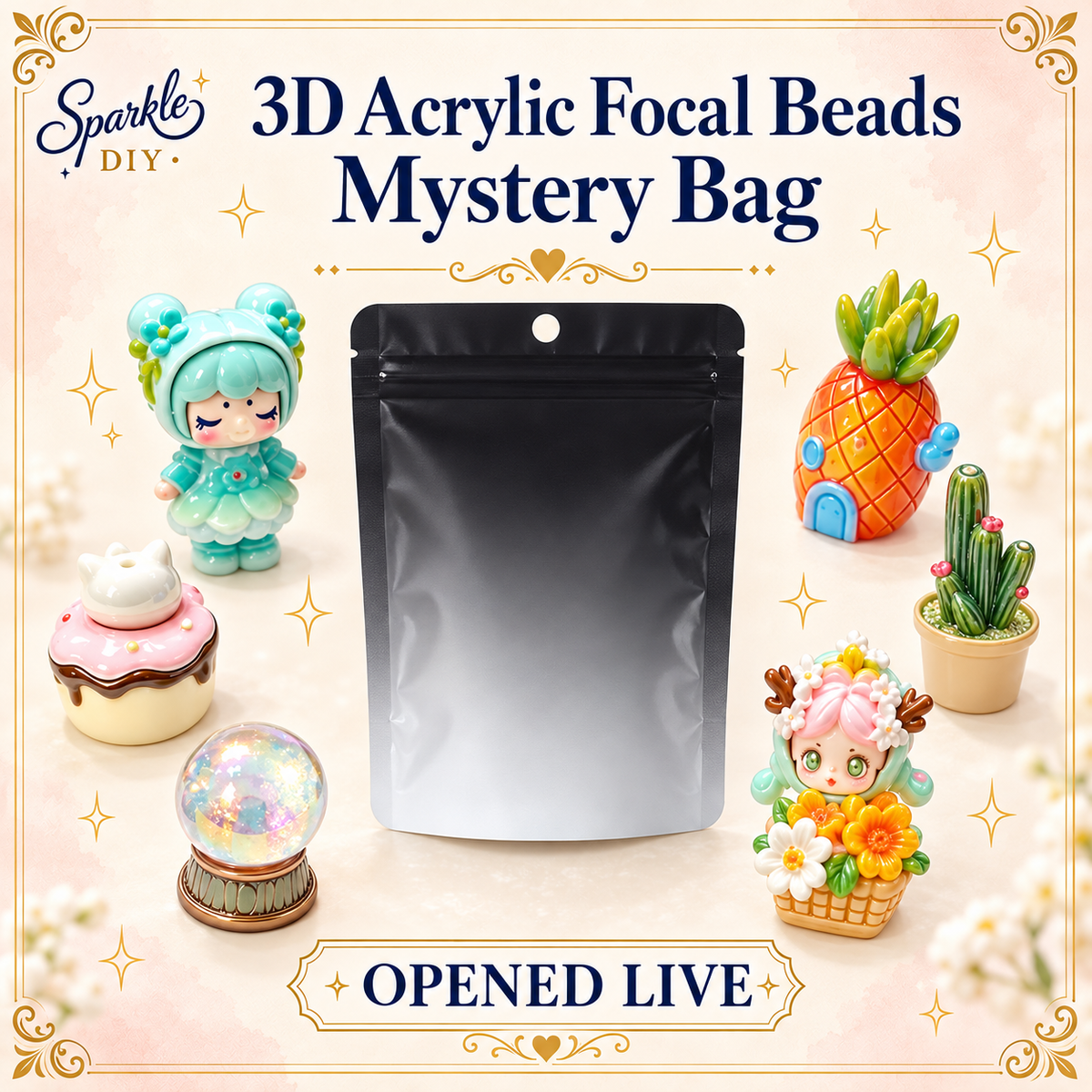 3D Acrylic Focal Beads Mystery Bag – Opened Live