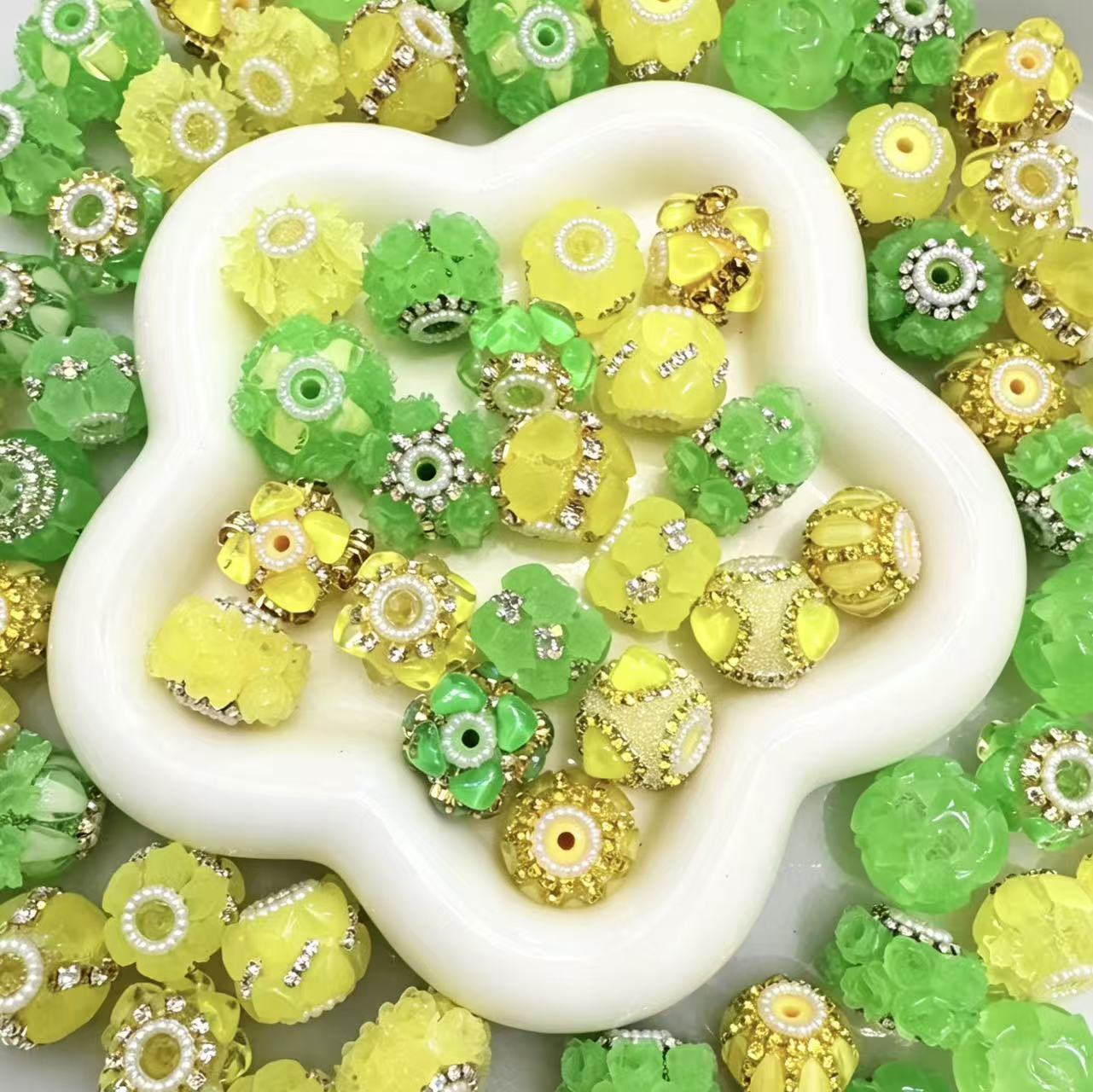 Lime Glow Dazzling Beads Mix