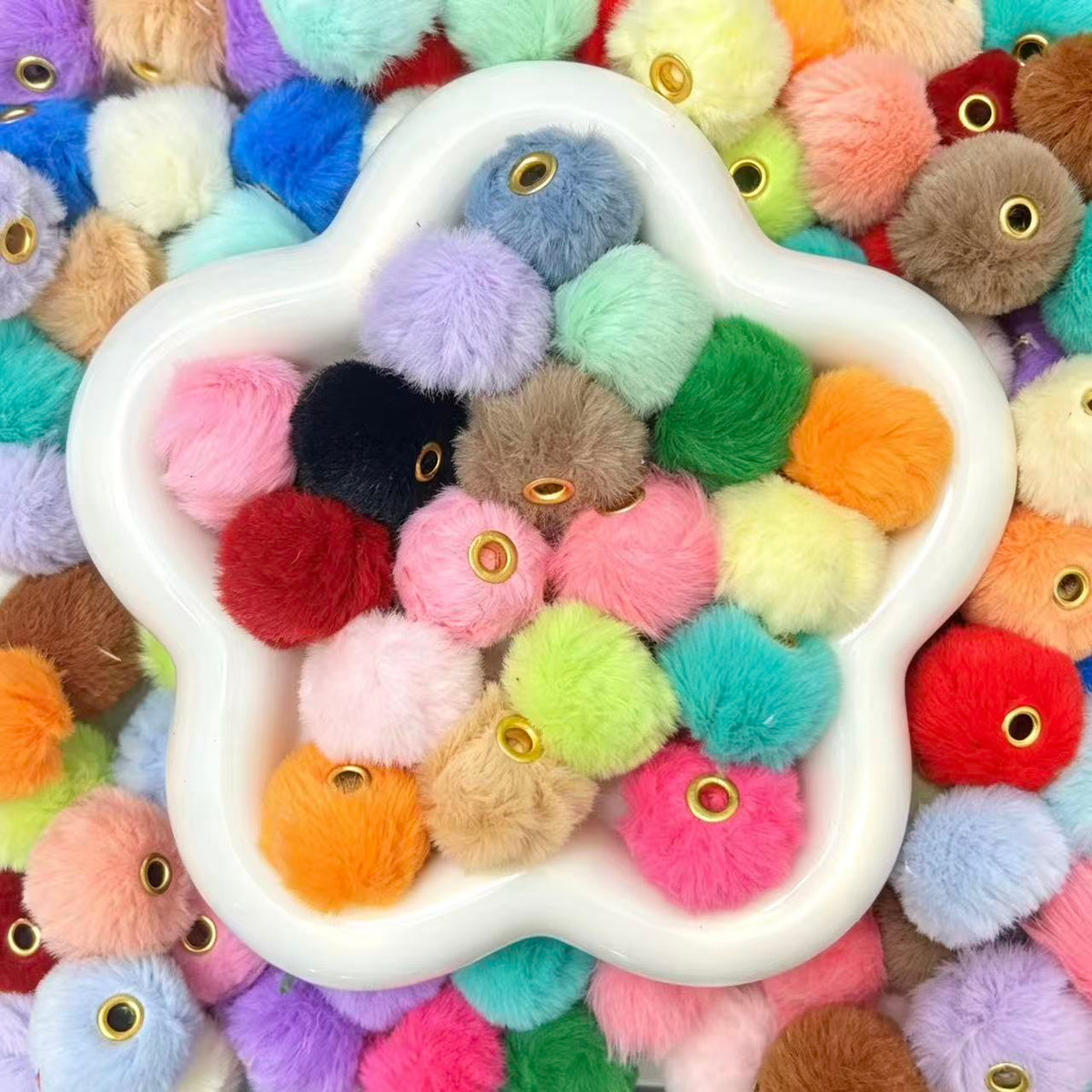 Fluffy Pom-Pom Beads Mix (Through-Hole)
