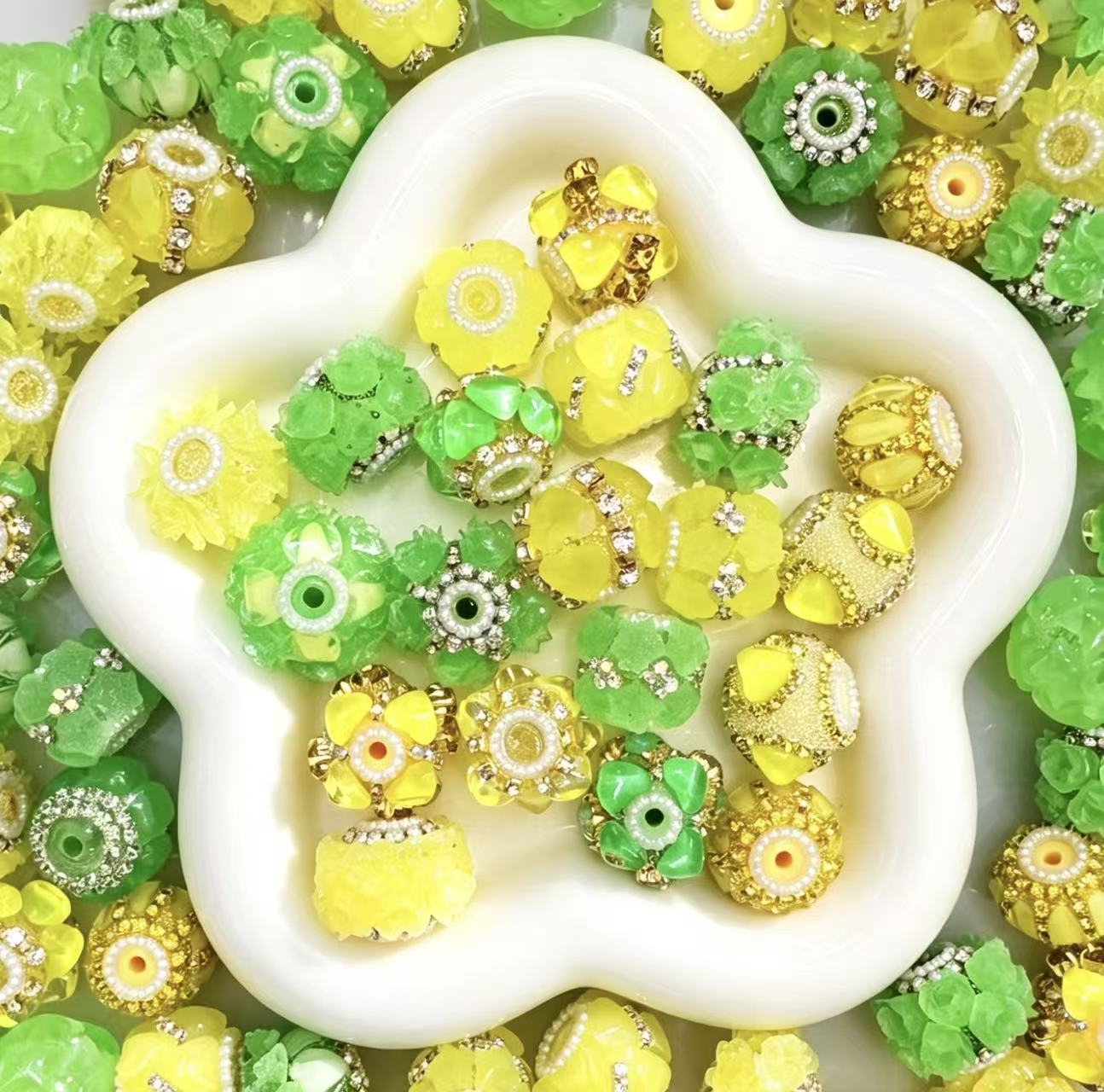 Lime Glow Dazzling Beads Mix
