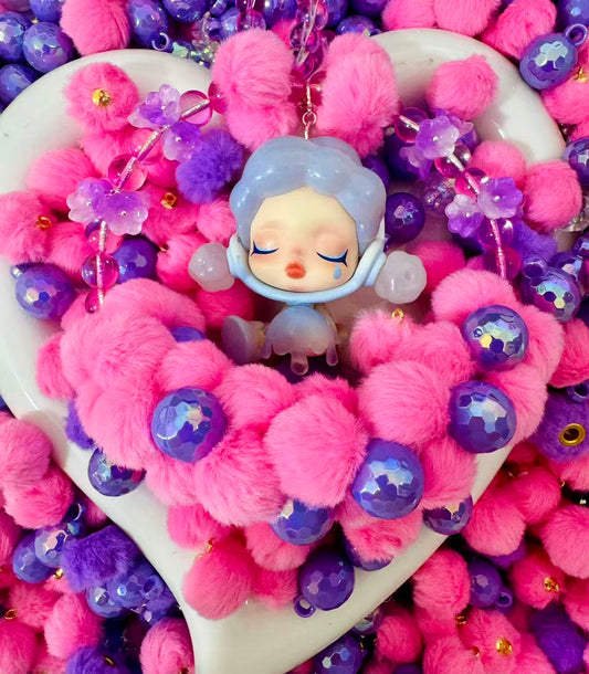 Pink Purple Plush Car Hanging Beads Mix