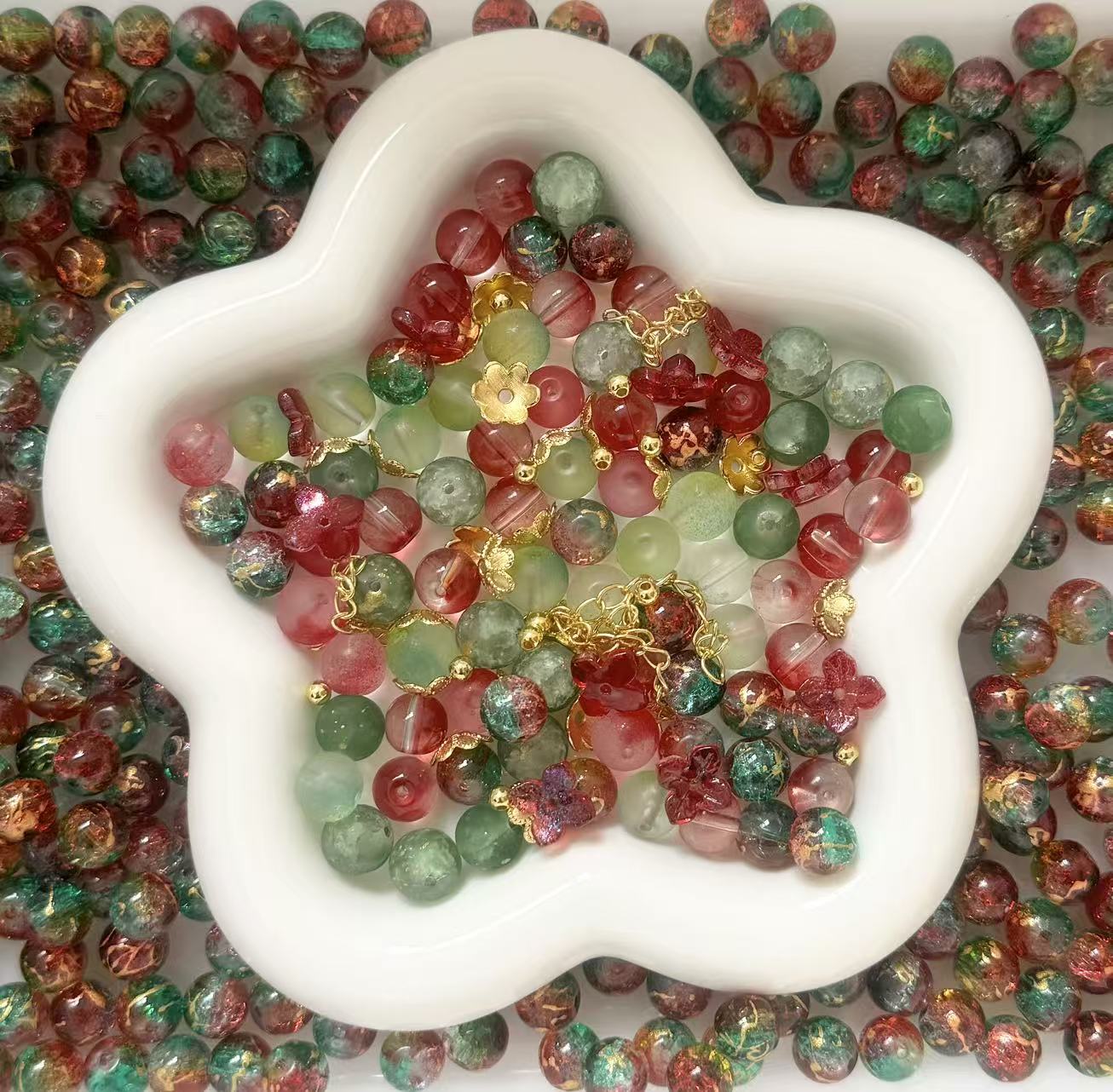 Christmas Glass Beads Mix