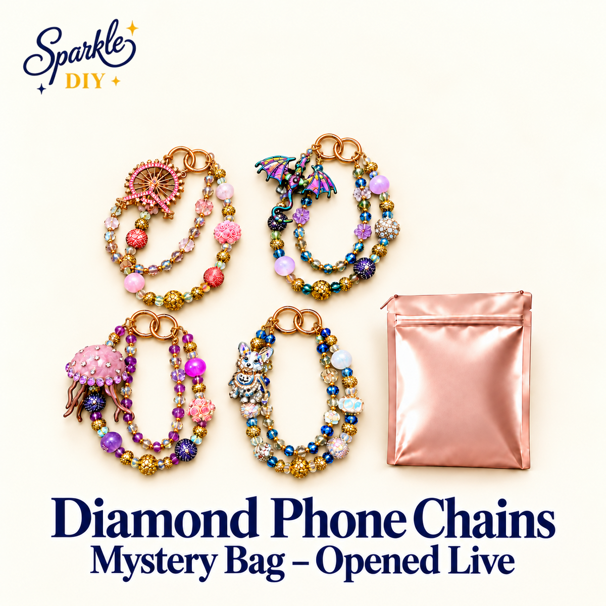 Diamond phone chains Mystery Bag - Opened Live