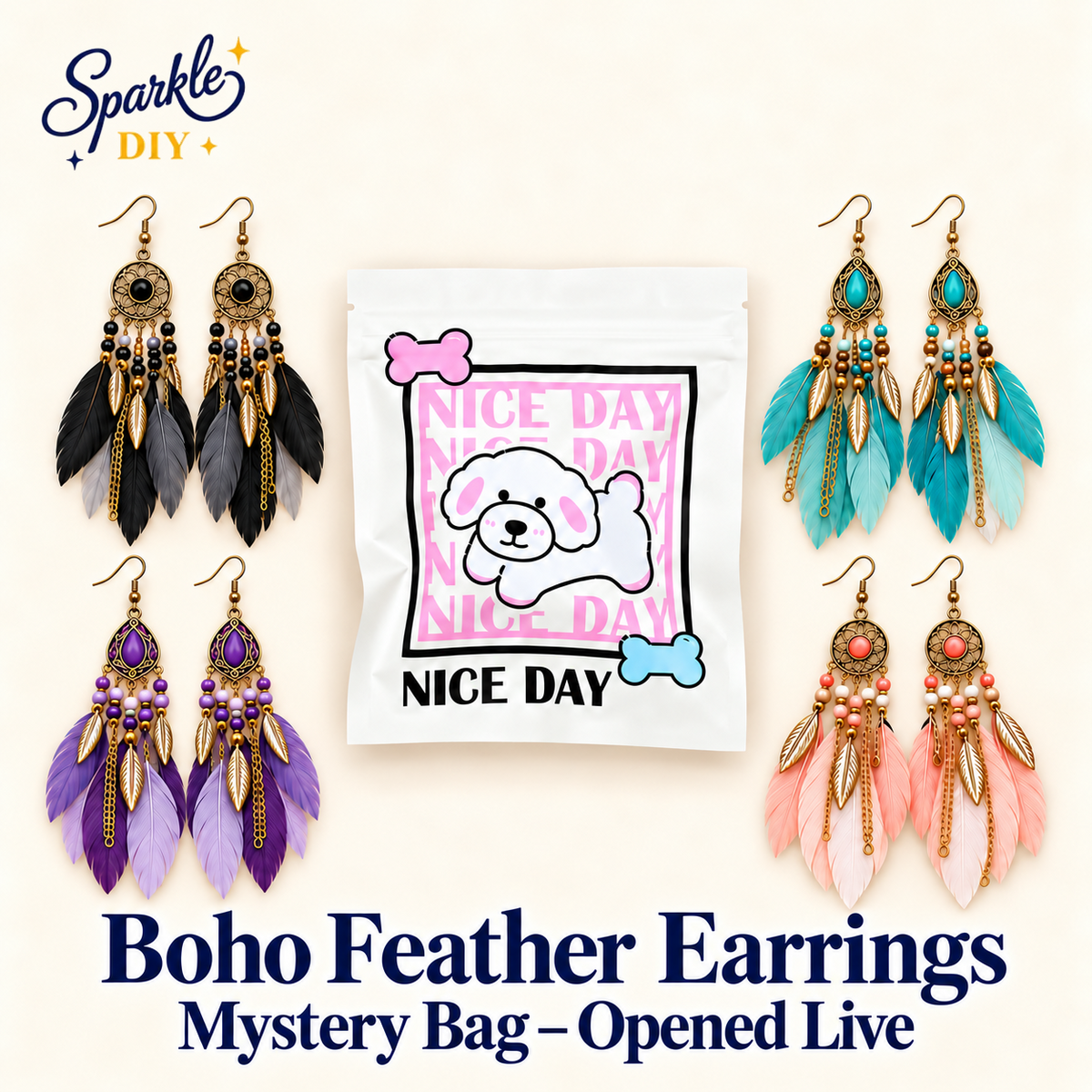 Boho Feather Earrings Mystery Bag