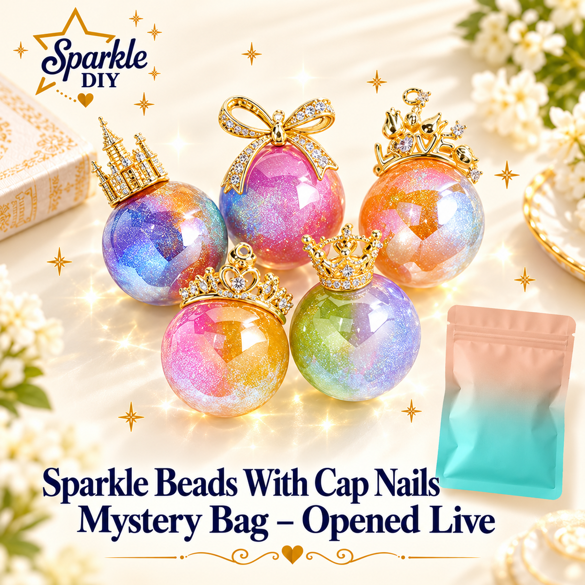 【New 💖】Sparkle beads with beads topper- Open in live