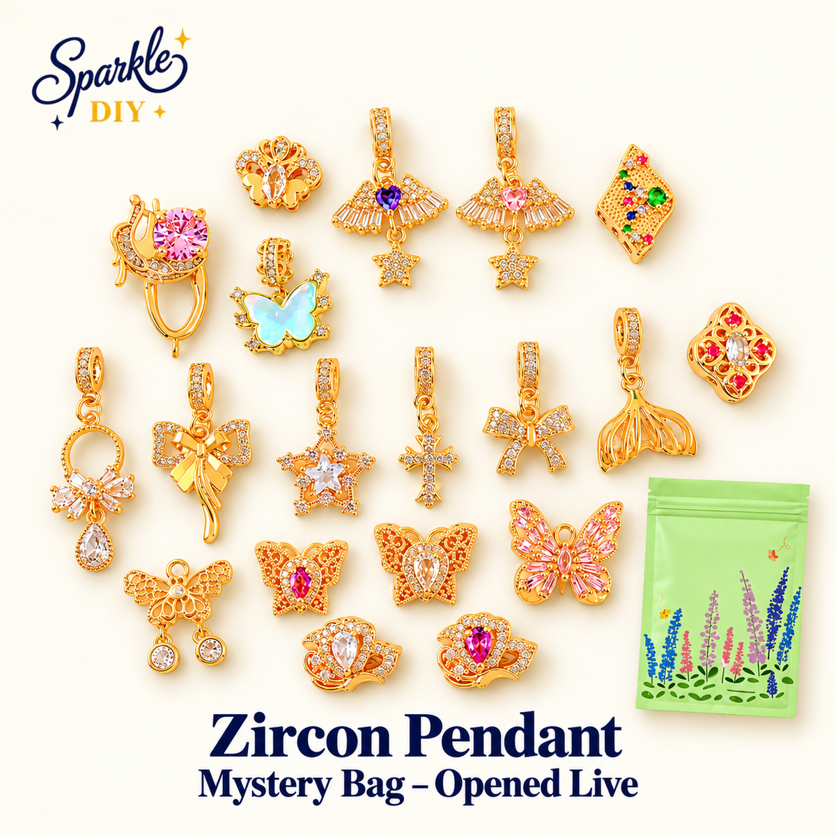 【New Color 💖】Zircon necklace Pendant Blind Bags- Open in live