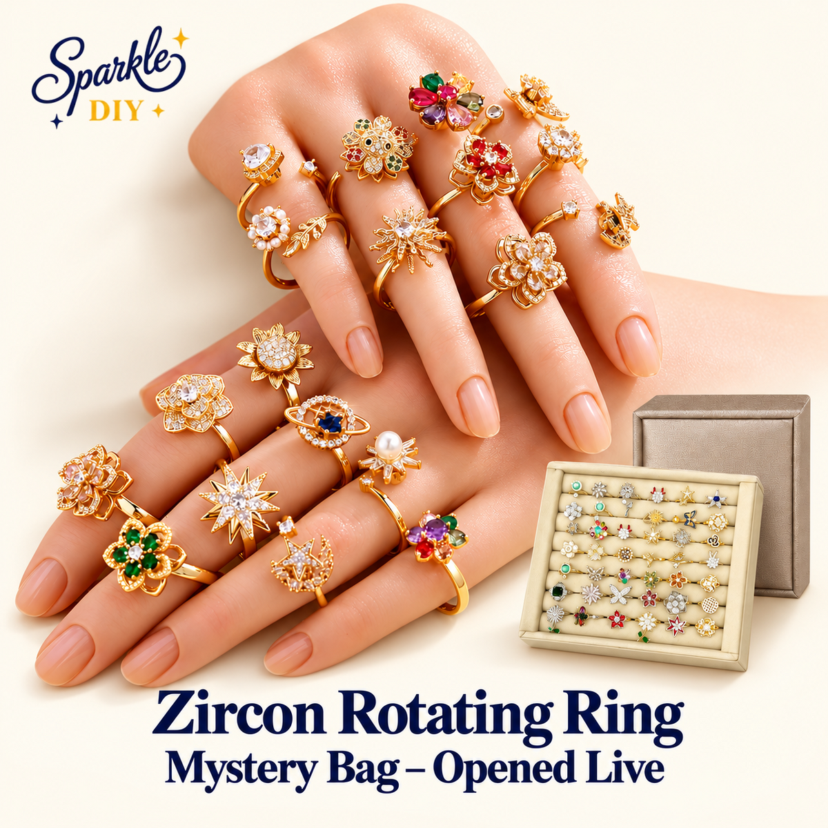 【New 💖】Zircon Rotating Ring Blind Bags- Open in live