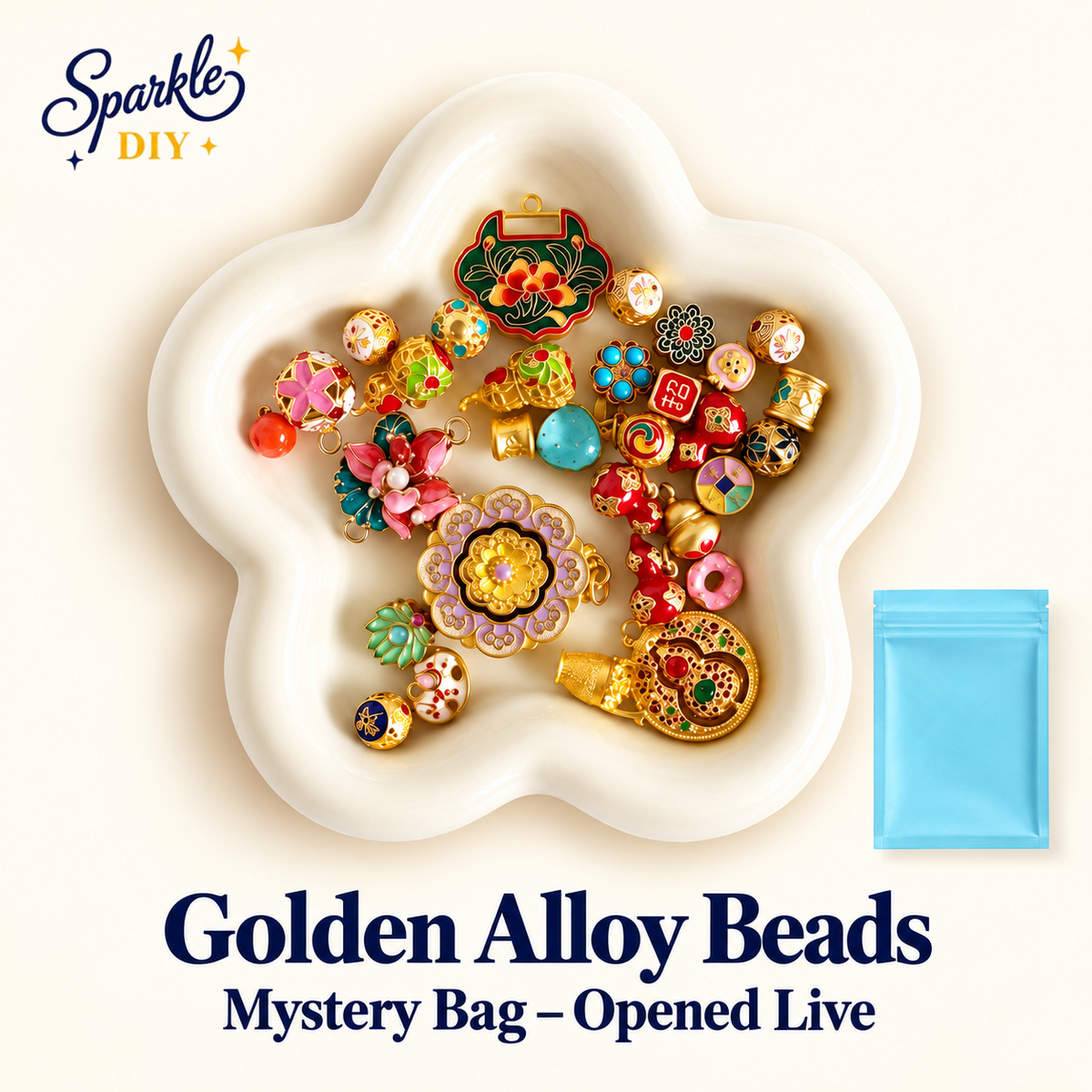 【New 💖】Golden alloy Beads Blind Bag- Open in live