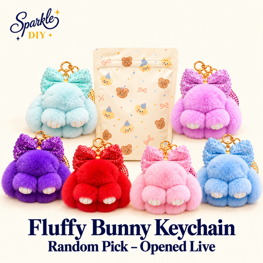 Fluffy Bunny Keychain – Random Pick – Opened Live