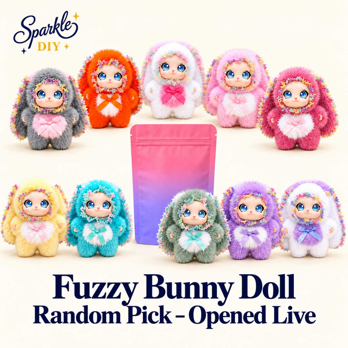 Fuzzy Bunny Doll – Random Pick – Opened Live